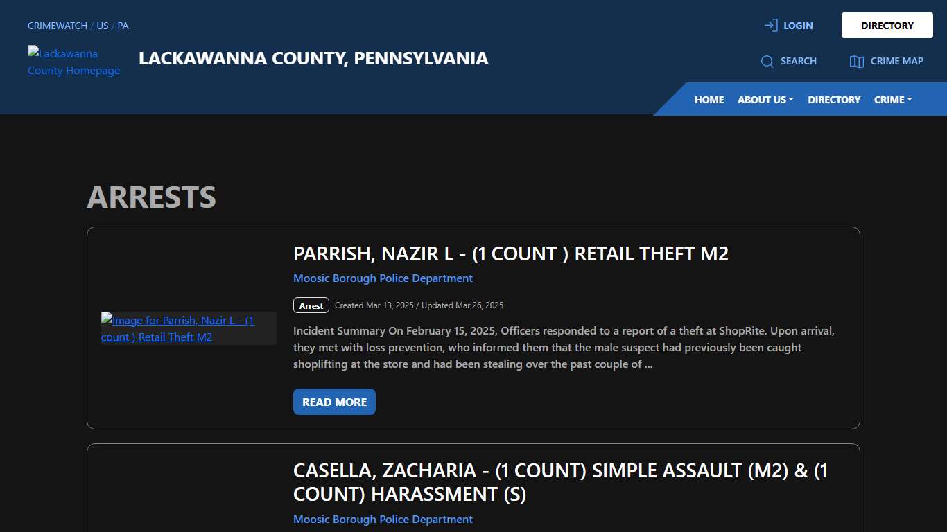 Arrests for Lackawanna County, Pennsylvania CRIMEWATCH